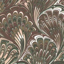 Brown and Tan Marbeled Feathers Italian Print Paper with Golden Highlights ~ Carta Fiorentina Italy